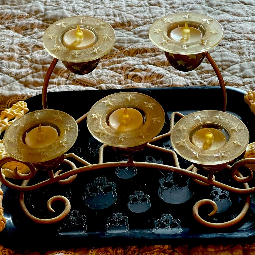 Set of 3 gold Star T light votive set